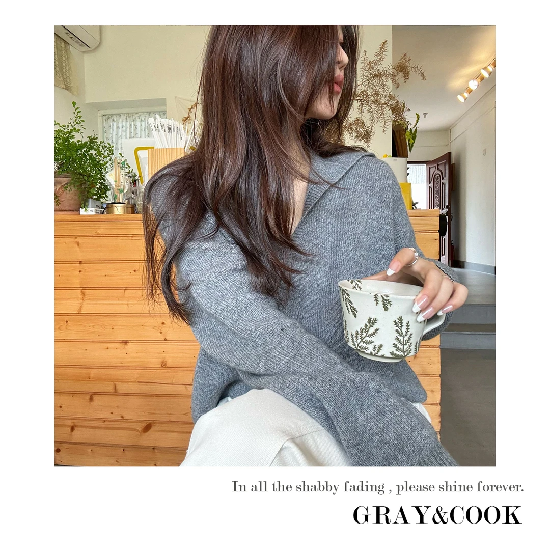 GRAY&COOK【格雷女孩】海军领‘Row’风高级感慵懒毛衣女装GC588606