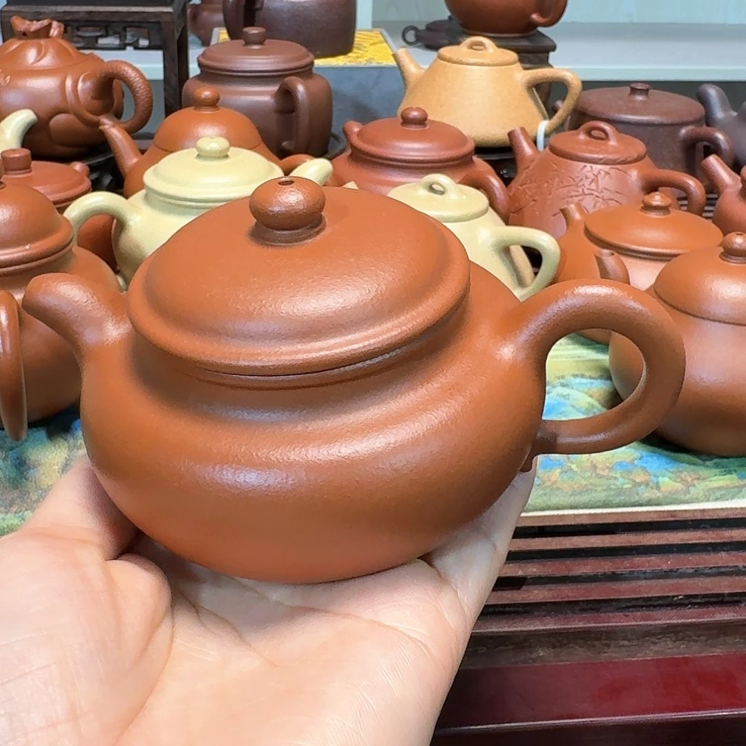 紫砂茶壶朱泥半手工