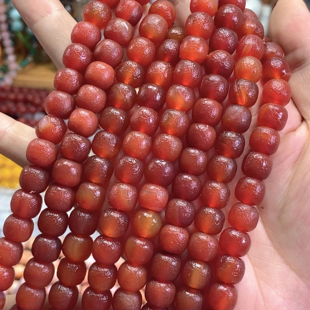 未镶嵌玛瑙/玉髓珠宝半成品橘皮墩礅一条卡10mm