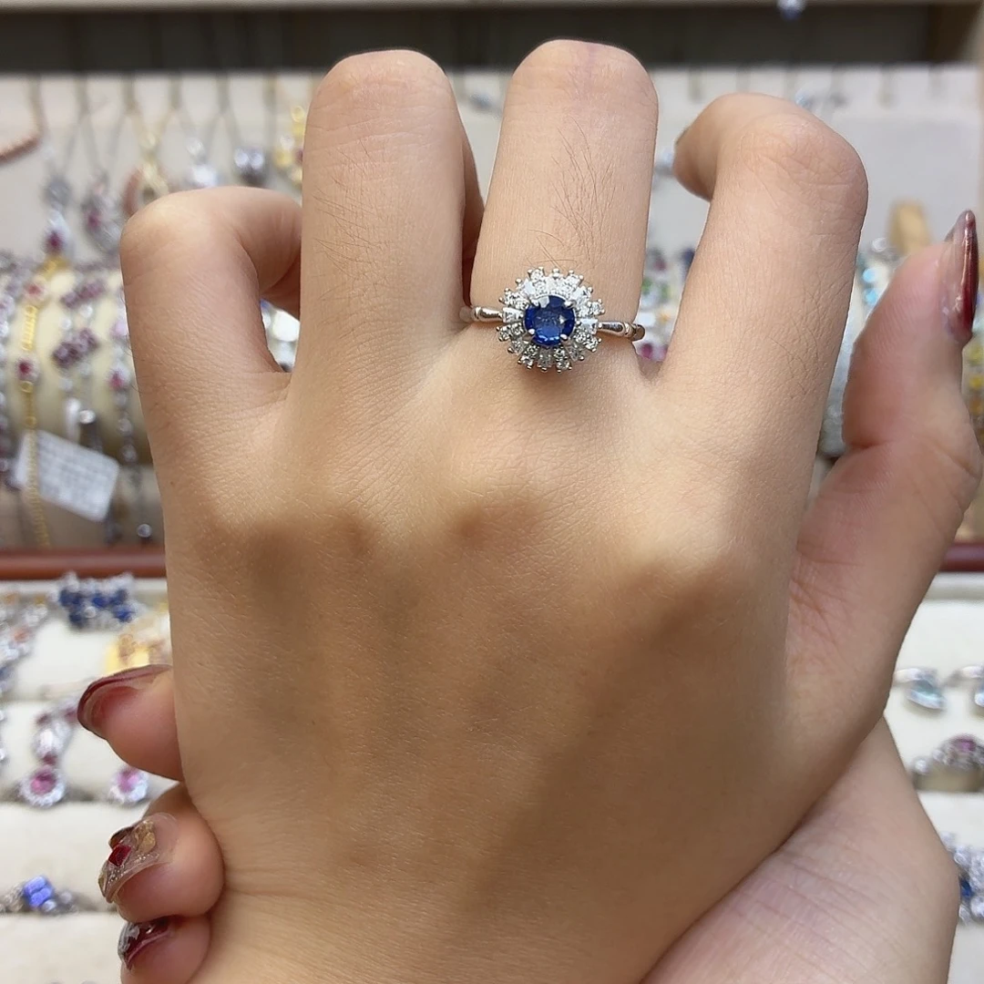 戒指银S925镶嵌蓝宝石