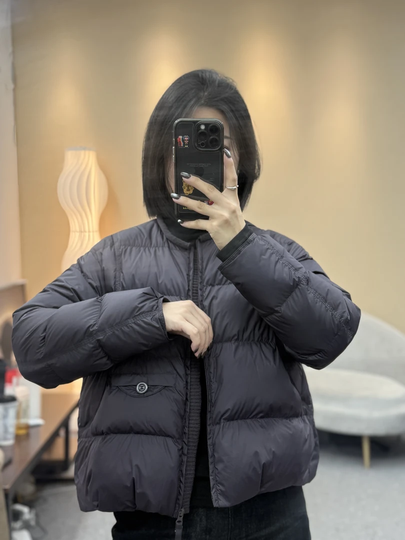 2025秋冬女士新款90白鸭绒眼镜拉链短款小个子中厚休闲羽绒服