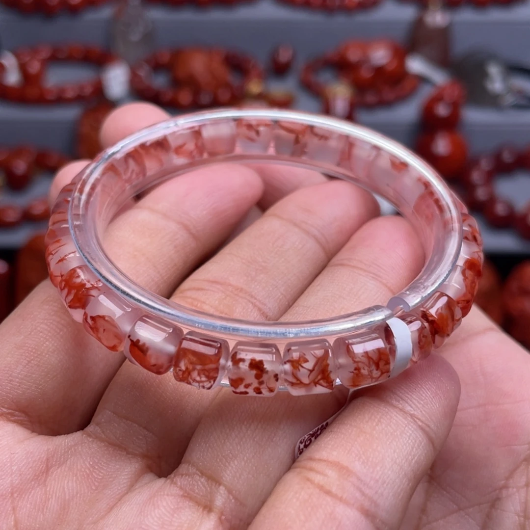 南红玛瑙未镶嵌珠宝奇石全品草花单圈7mm