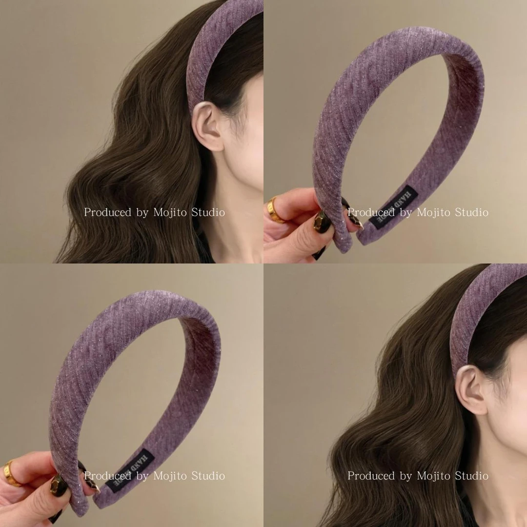木槿烟紫~气质细闪高颅顶发箍复古百搭2025新款时尚发箍秋冬发夹