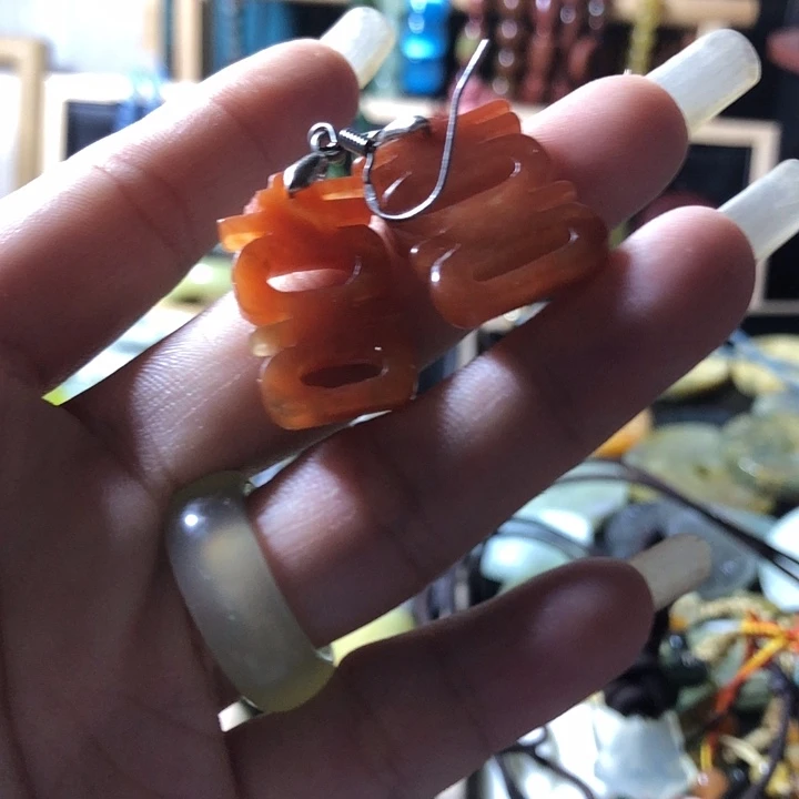 岫玉未镶嵌岫玉耳环