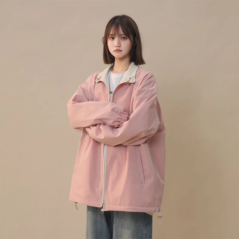 品牌优选春秋季立领情侣潮牌宽松休闲夹克两面穿外套男女款