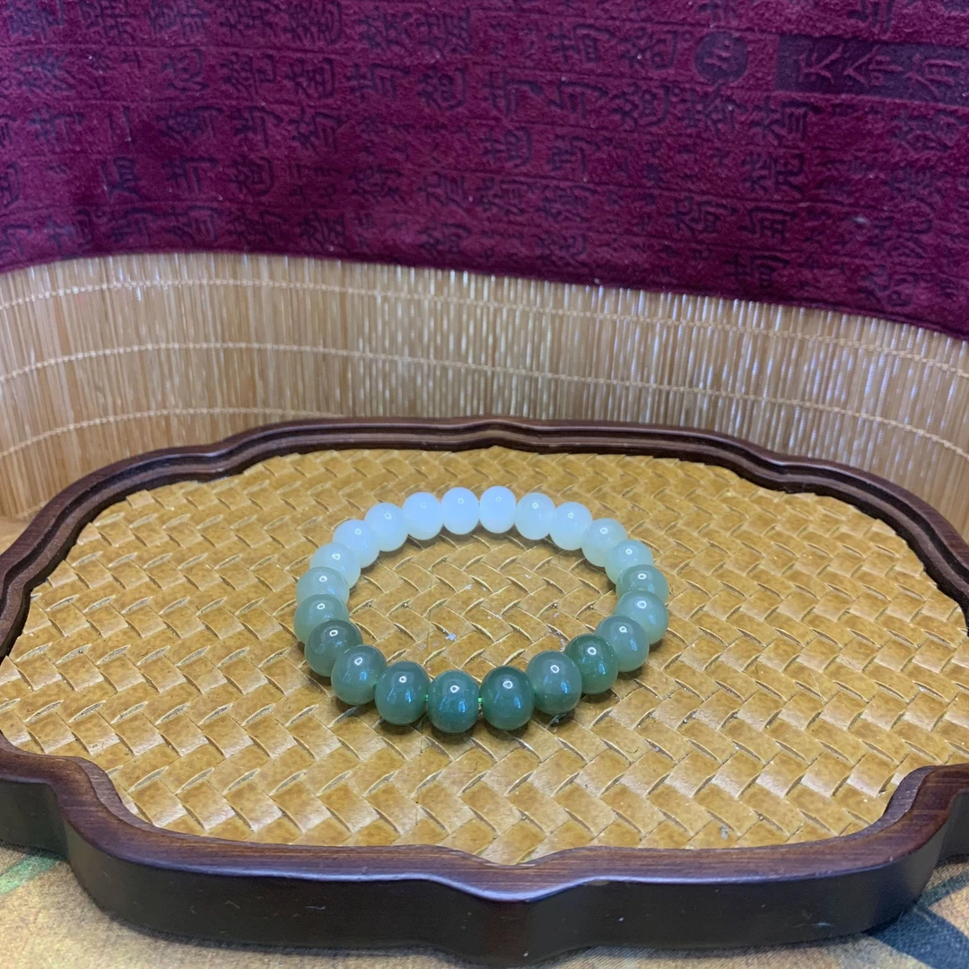 K和田玉渐变算盘珠手串0627