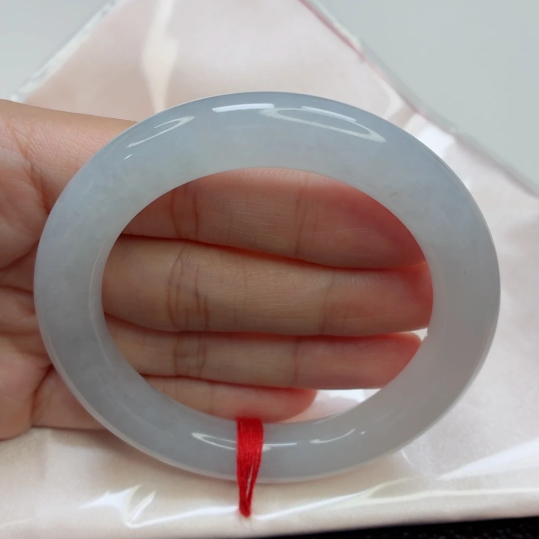 翡翠未镶嵌手镯老坑55圈起胶白月光010