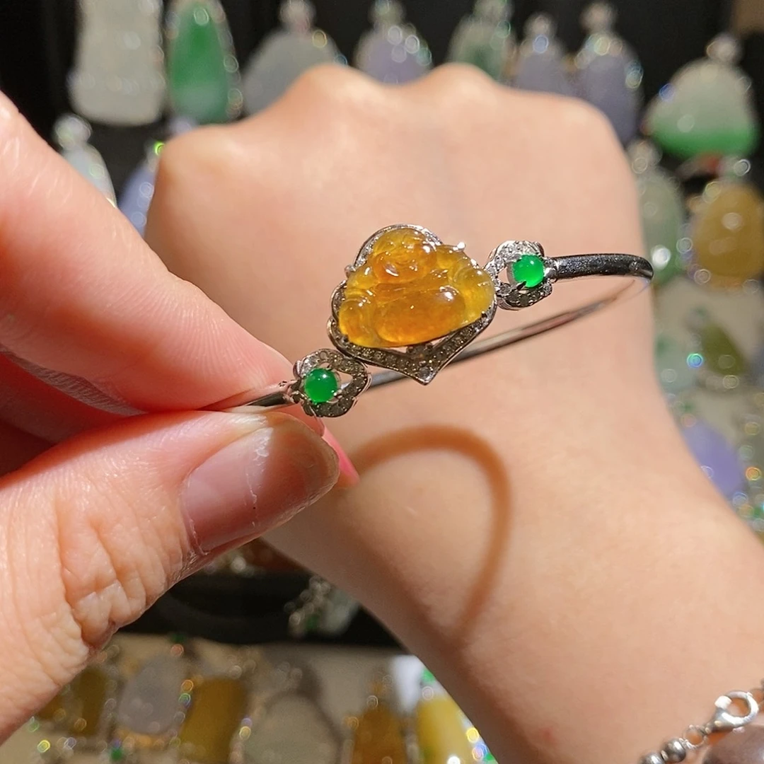 翡翠银S925镶嵌颈饰无*天然翡翠