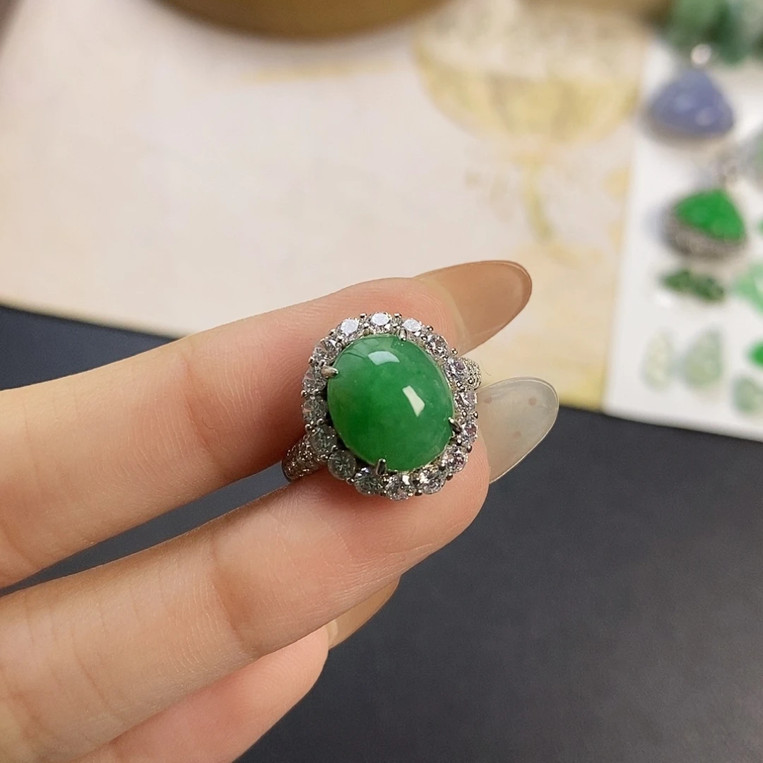 翡翠银S925镶嵌吊坠(不含链)