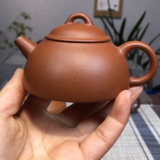 紫砂茶壶老红泥半月瓢
