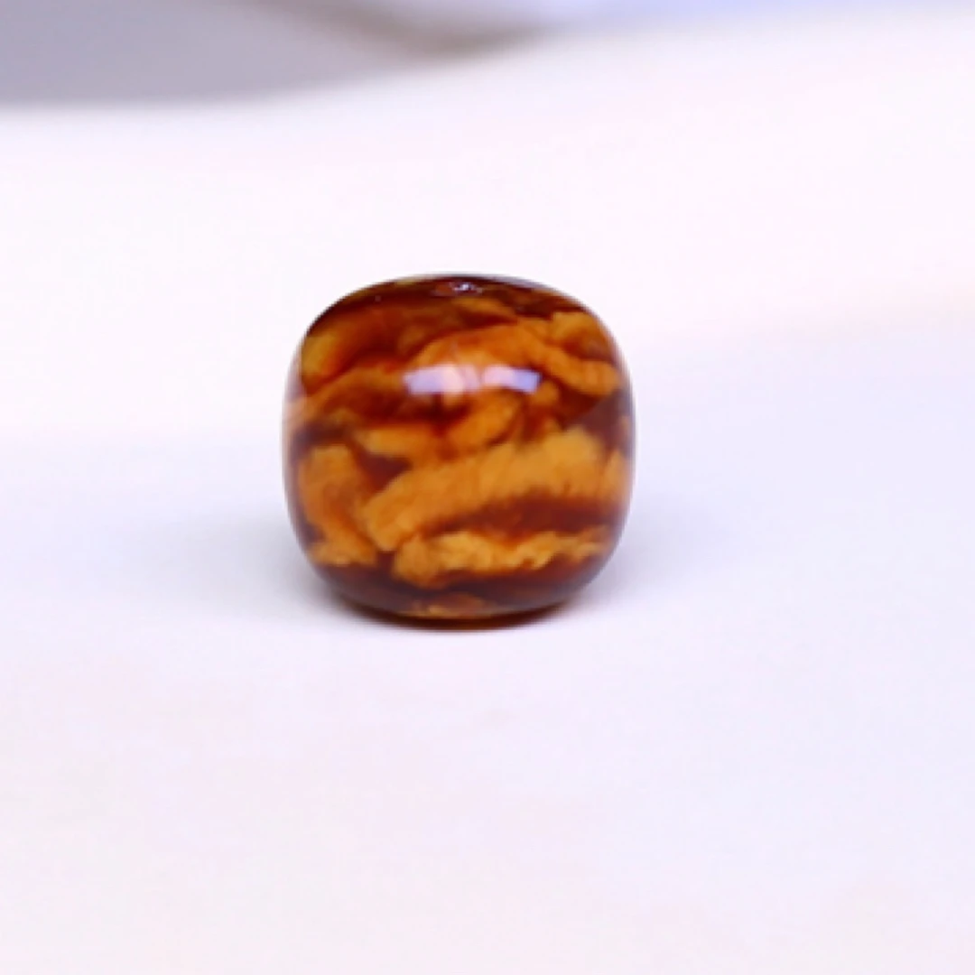 12.3*11.3mm浓蜡满沁虎皮纹老型单珠，不漏一点白肉，全虎皮纹