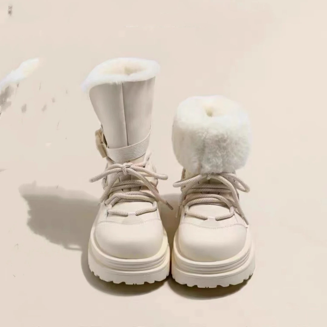 【万达撤柜】自留版~翻毛口两穿防滑厚底雪地靴女冬2025年新款东