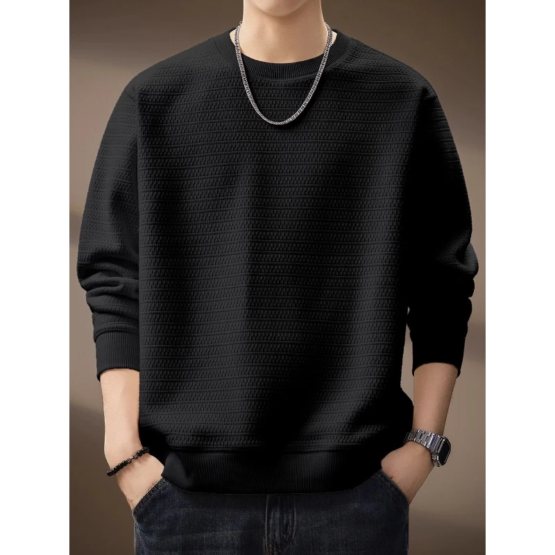 U&PURA高端重磅肌理感重磅卫衣男秋季加绒宽松长袖打底内搭上衣