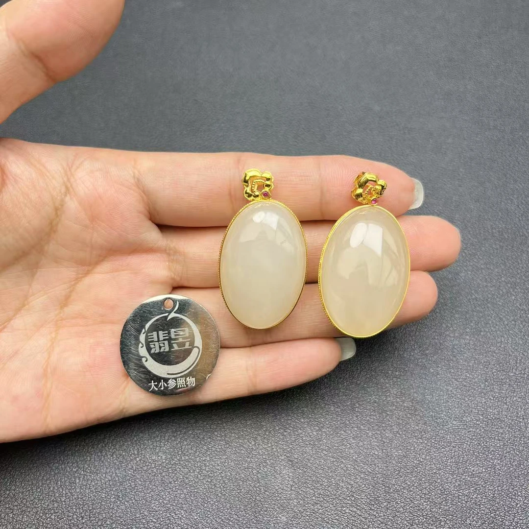 翡昱-N3-14462-和田玉吊坠18K金镶/约30*20*13/-多样性发其一-D