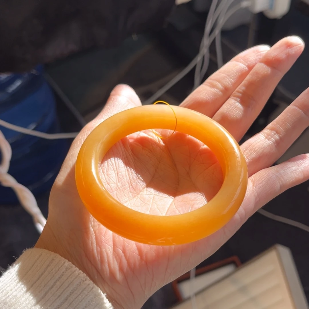 和田玉未镶嵌手镯  「且末金橘蜜糖」