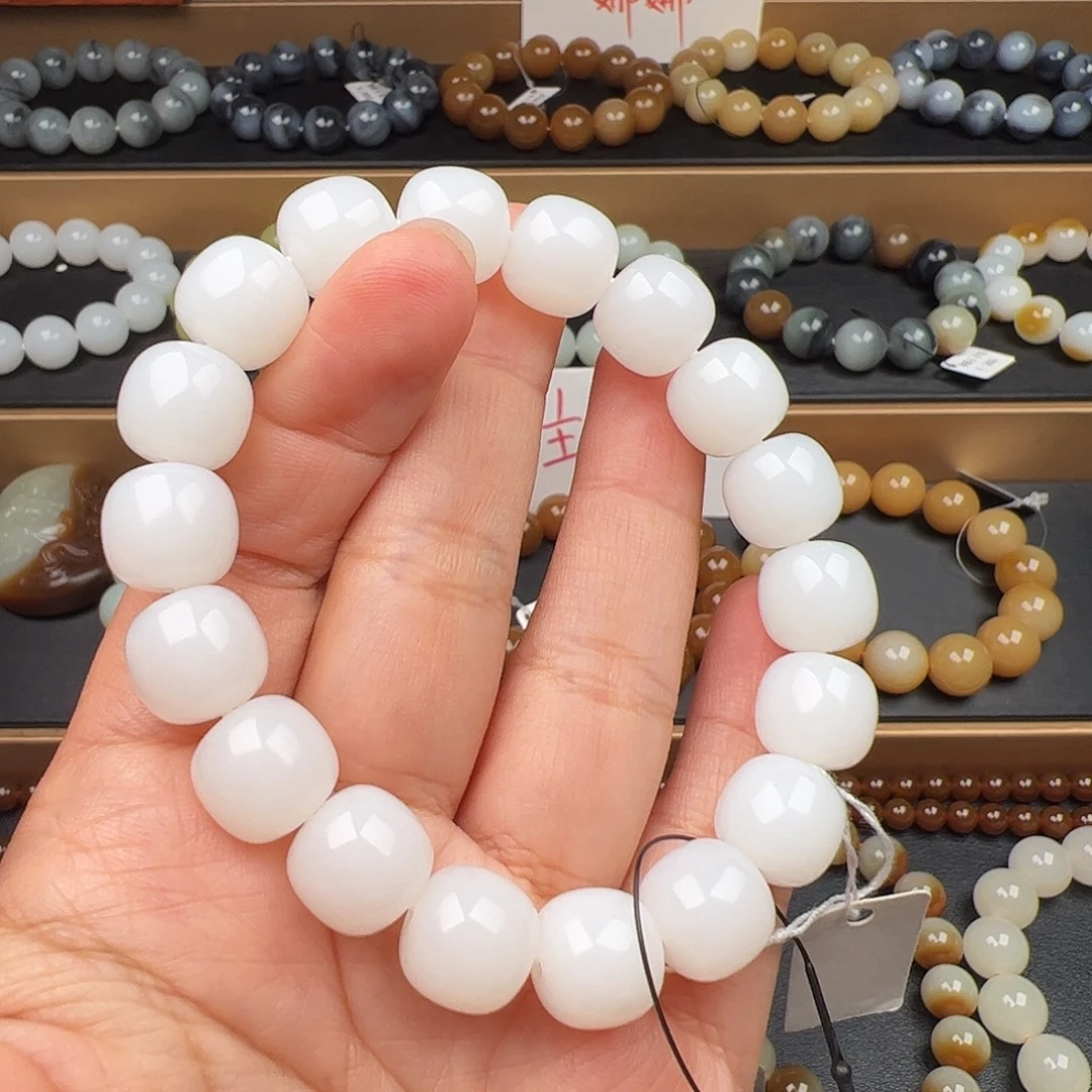 和田玉未镶嵌手链新疆羊脂玉卡12