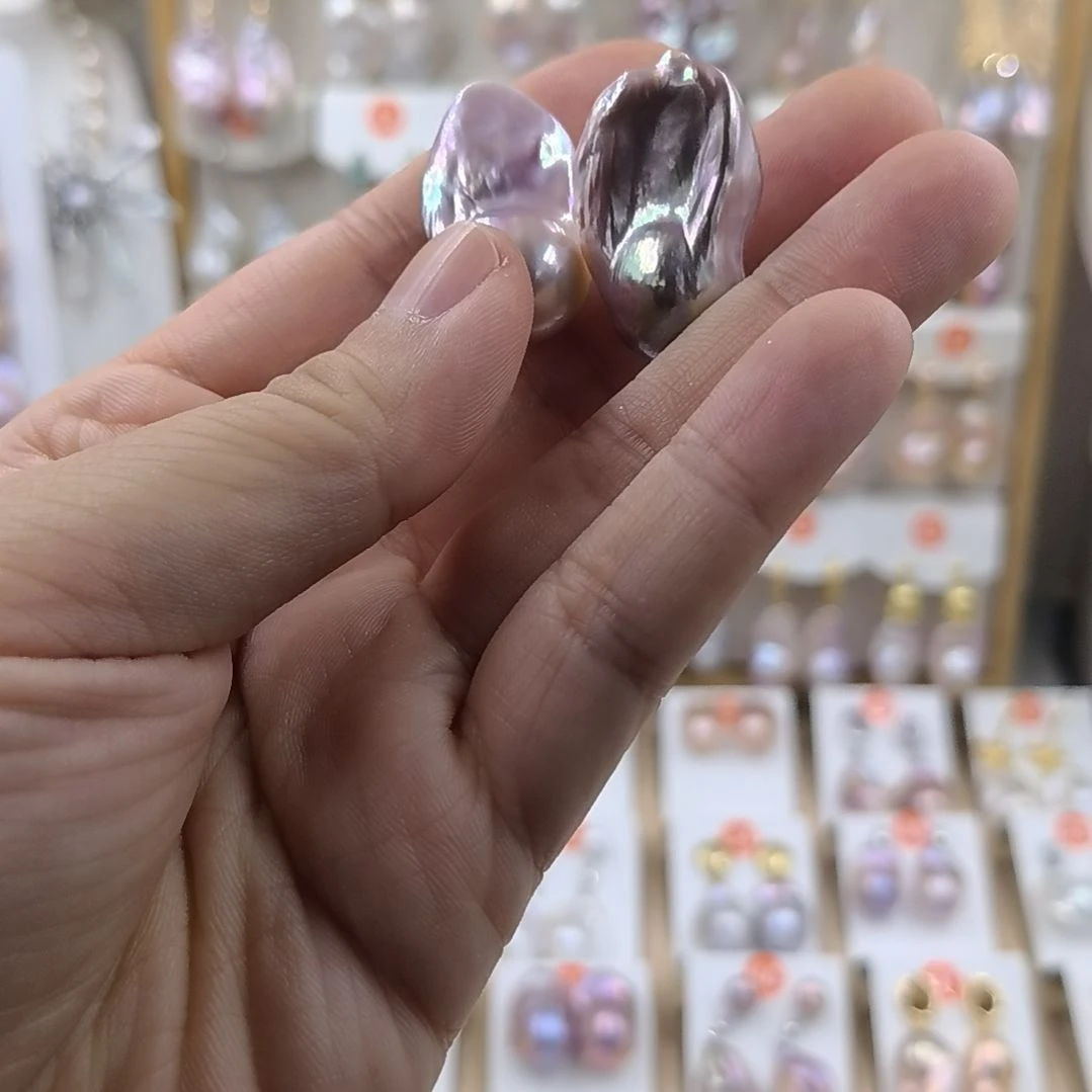 银S925镶嵌淡水珍珠耳饰毛***4