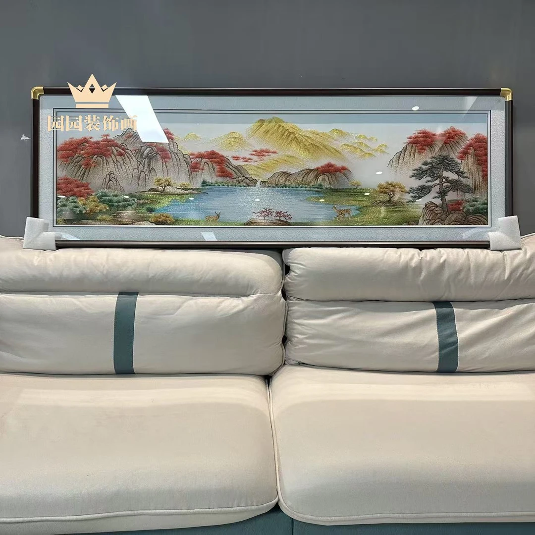织锦绣高端卧室画床头挂画现代轻奢新中式刺绣成品装饰画