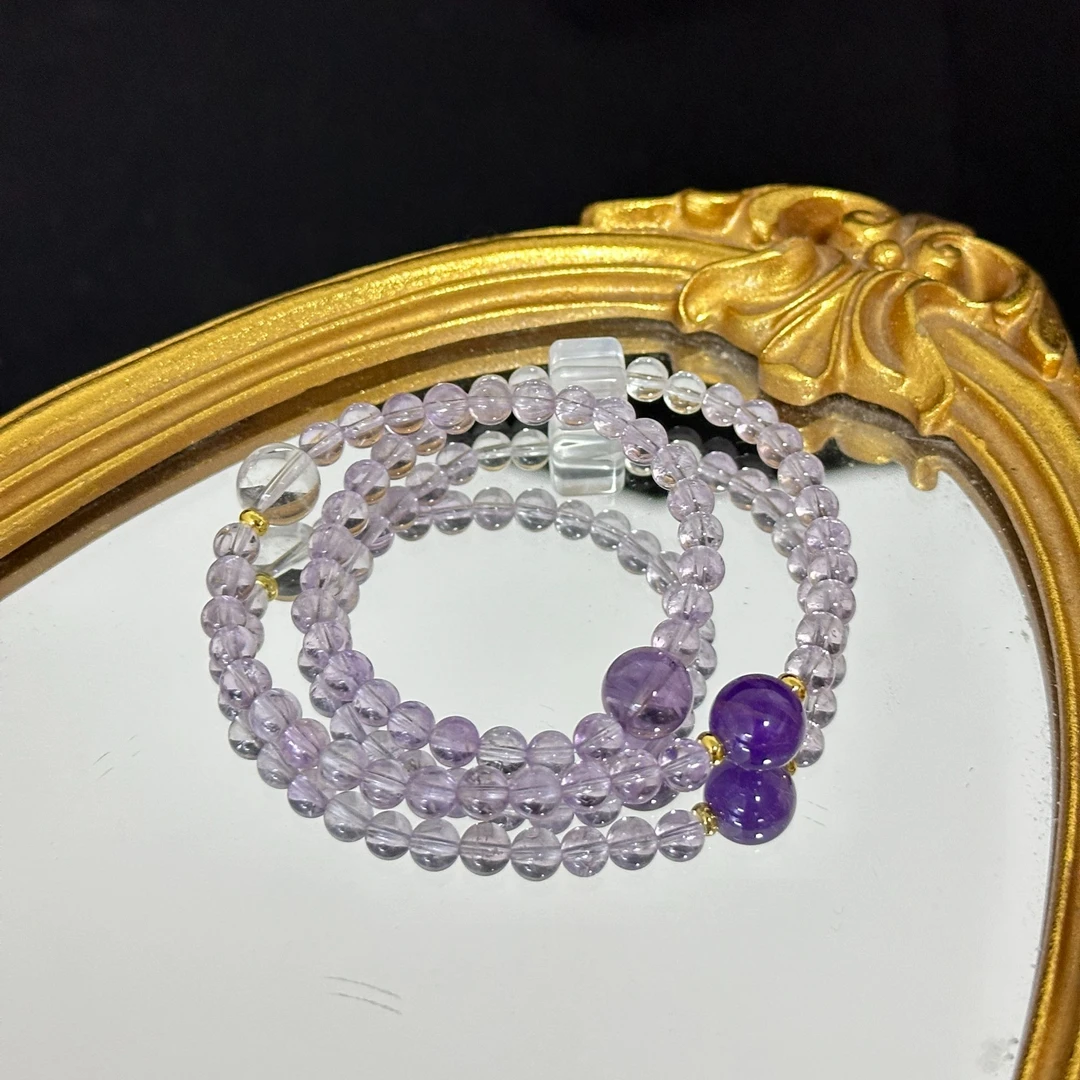 【普陀山国营官方】紫气四方 玻利维亚紫水晶双圈手串706