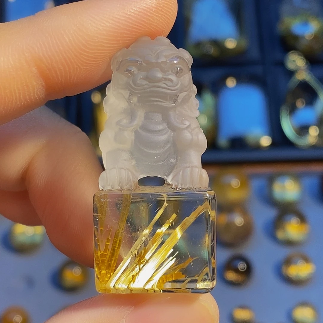 颈饰水晶未镶嵌天然钛晶印章吊坠摆件