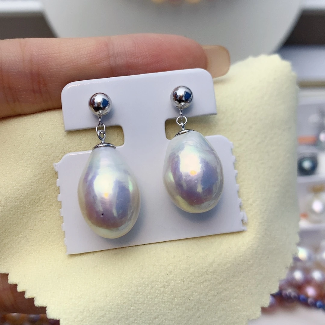 淡水珍珠耳饰银S925镶嵌w2