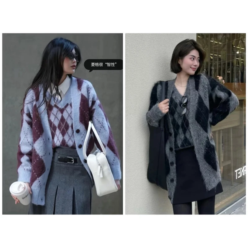 【韩韩专属】【羊毛】新款女新年高级感毛衣慵懒加厚开衫外套秋冬