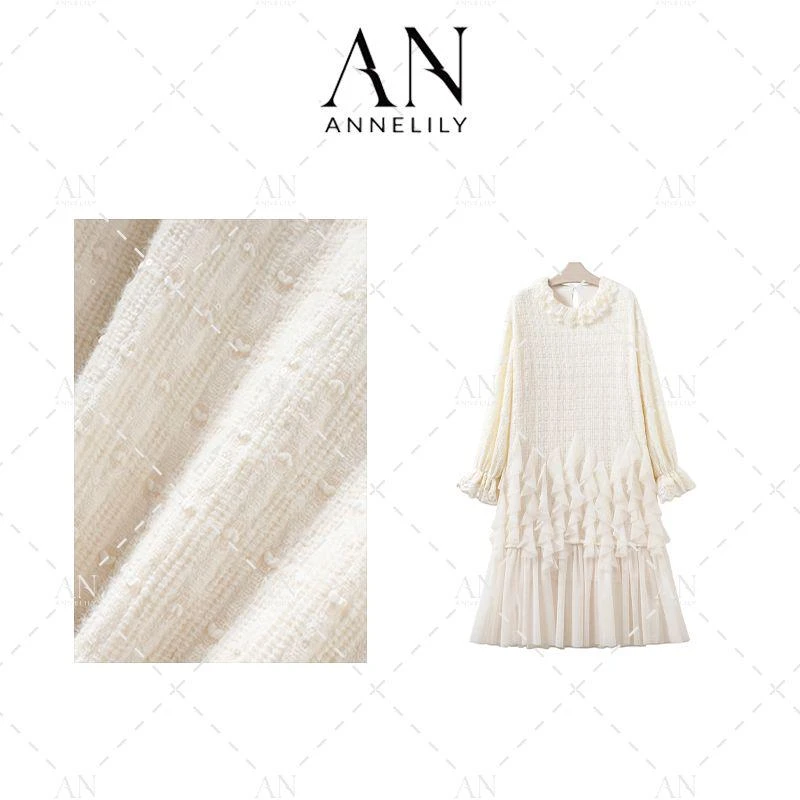ANNELILY【晶晶】新款上新时尚气质高定轻奢连衣裙AQ2512031