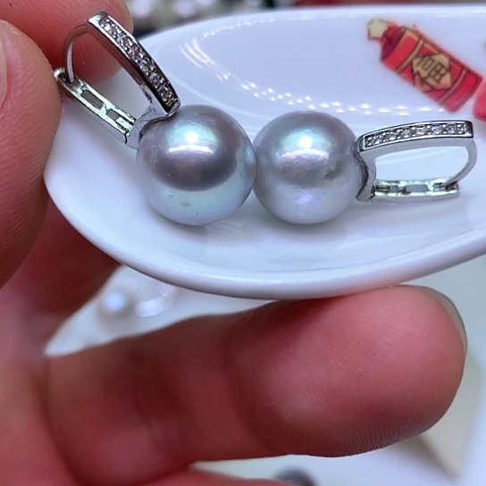 淡水珍珠耳饰银S925镶嵌