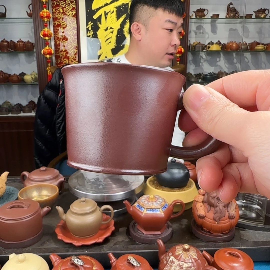 紫砂茶壶耳杯石红