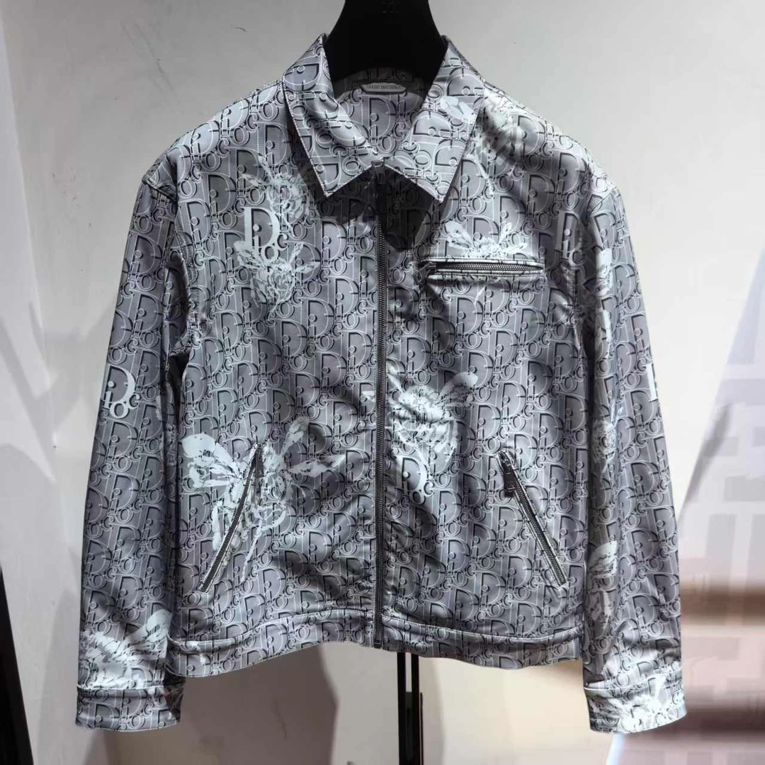 C.Dioc25春夏小蜜蜂时尚百搭短装灰色夹克