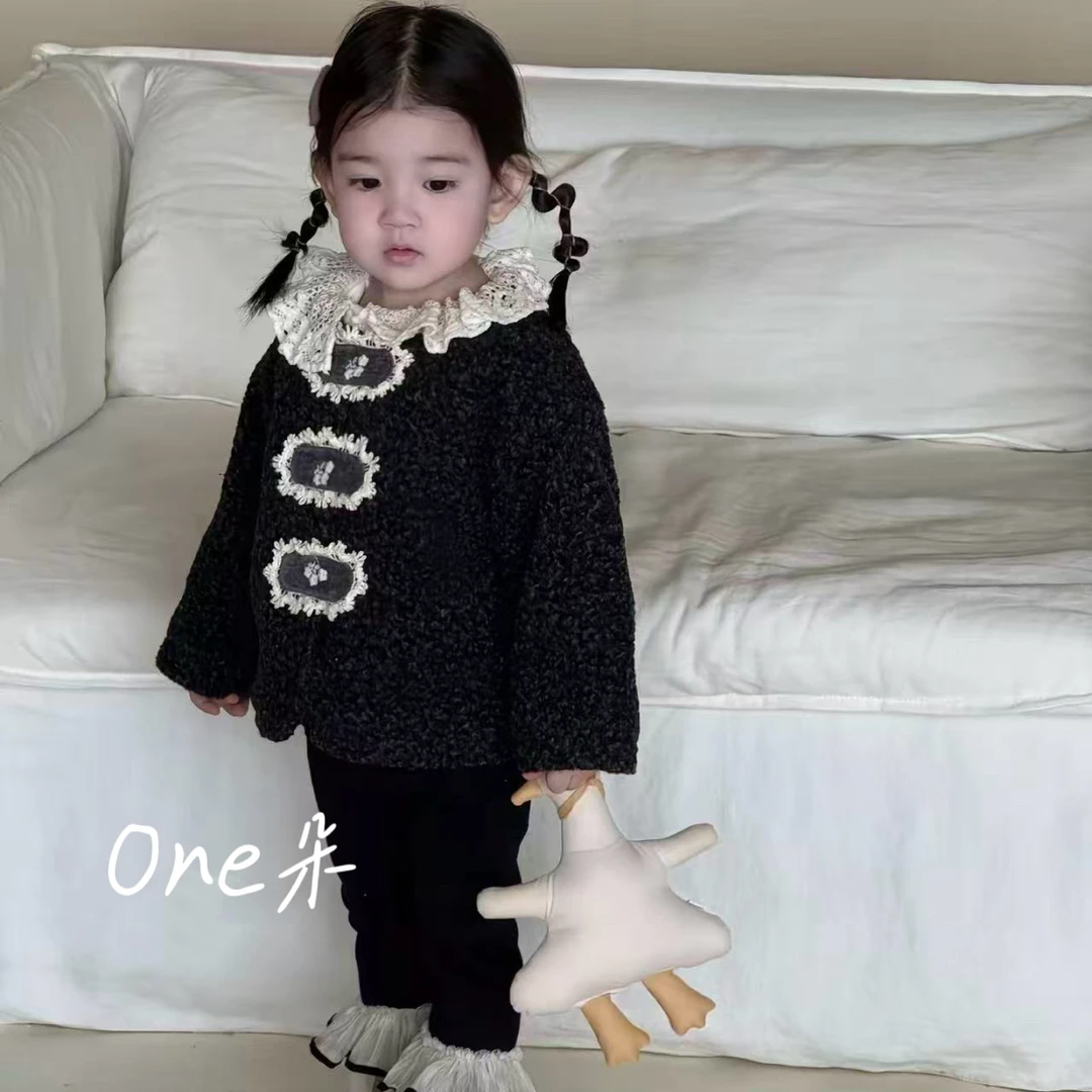 One朵～小香风夹棉秋冬外套-花边打底衫-加绒打底裤