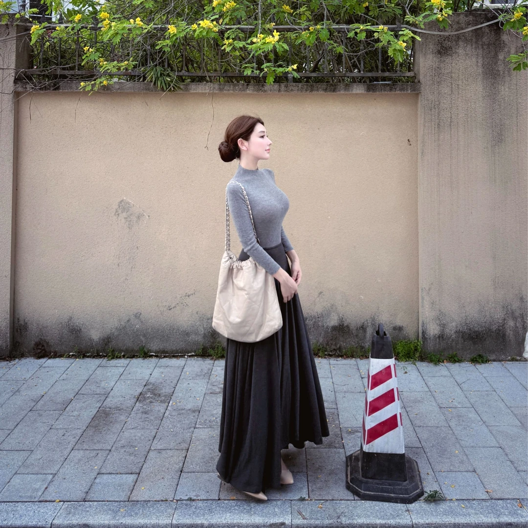 WW定制「都柏林秋日」显瘦气质网红法式时尚小众设计感上衣半裙套装