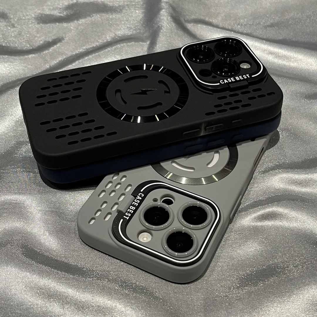 散热镂空iPhone16plus磁吸全包适用苹果15/14promax手机壳13磨砂