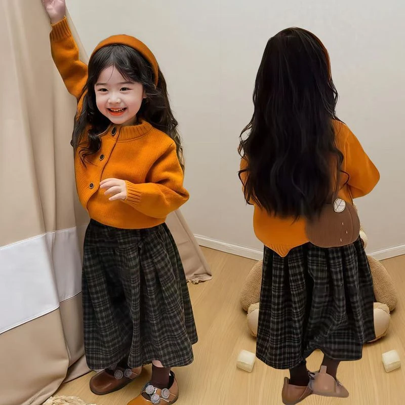 女童秋款毛衣开衫2025新款韩系女宝可爱温柔风舒适软糯纯色针织衫