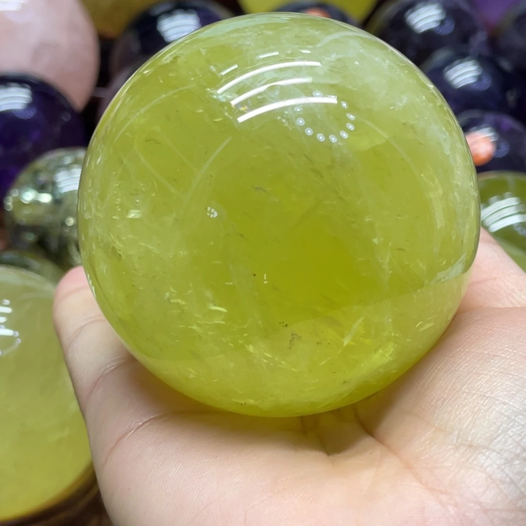 未镶嵌珠宝半成品水晶MM黄水晶球C2321