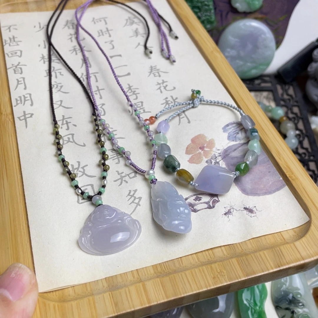 平***洽翡翠未镶嵌挂件挂绳手链定制链接