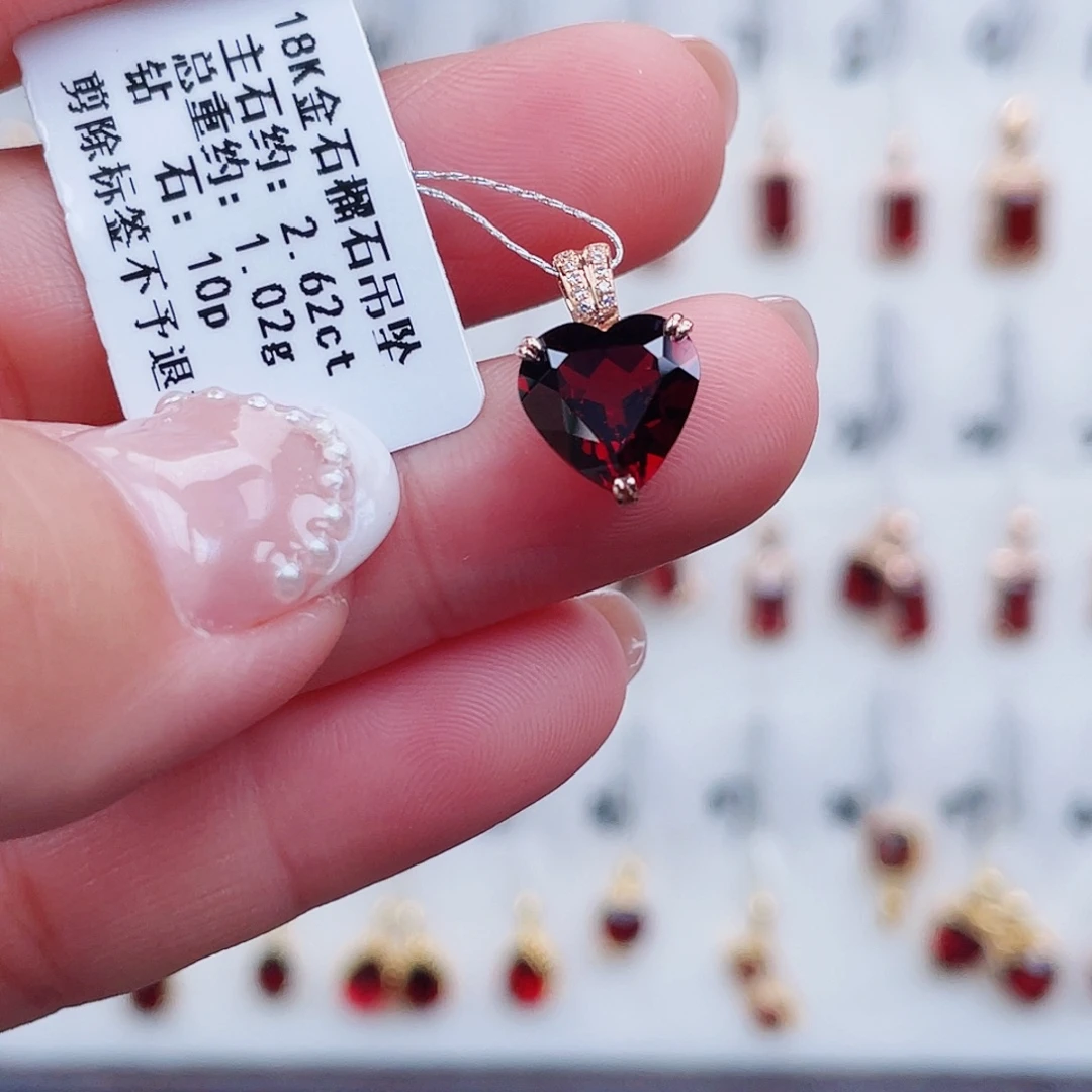 吊坠(不含链)18K金镶嵌石榴石