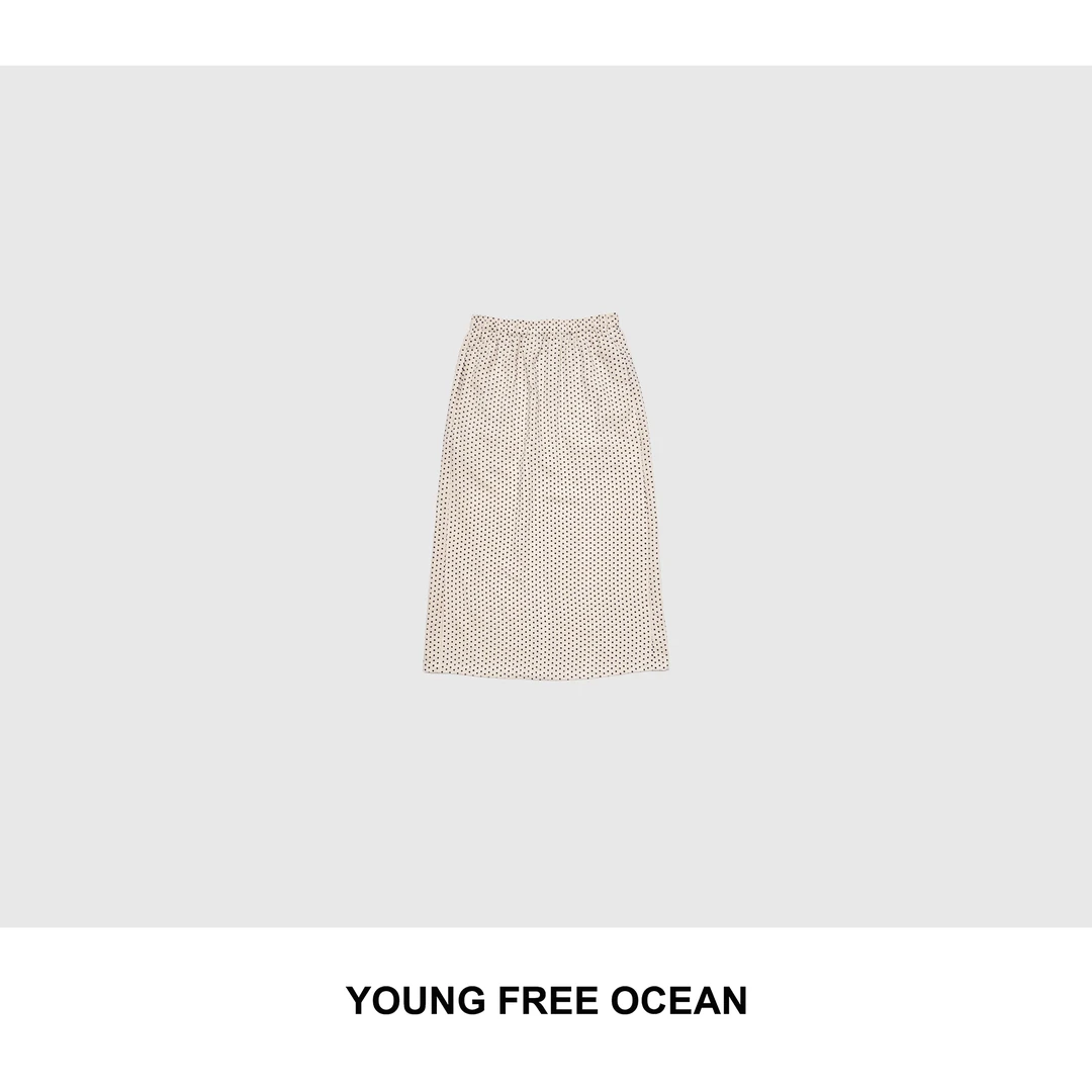 YOUNG FREE OCEAN2025夏款 松紧腰后开叉波点裙9157