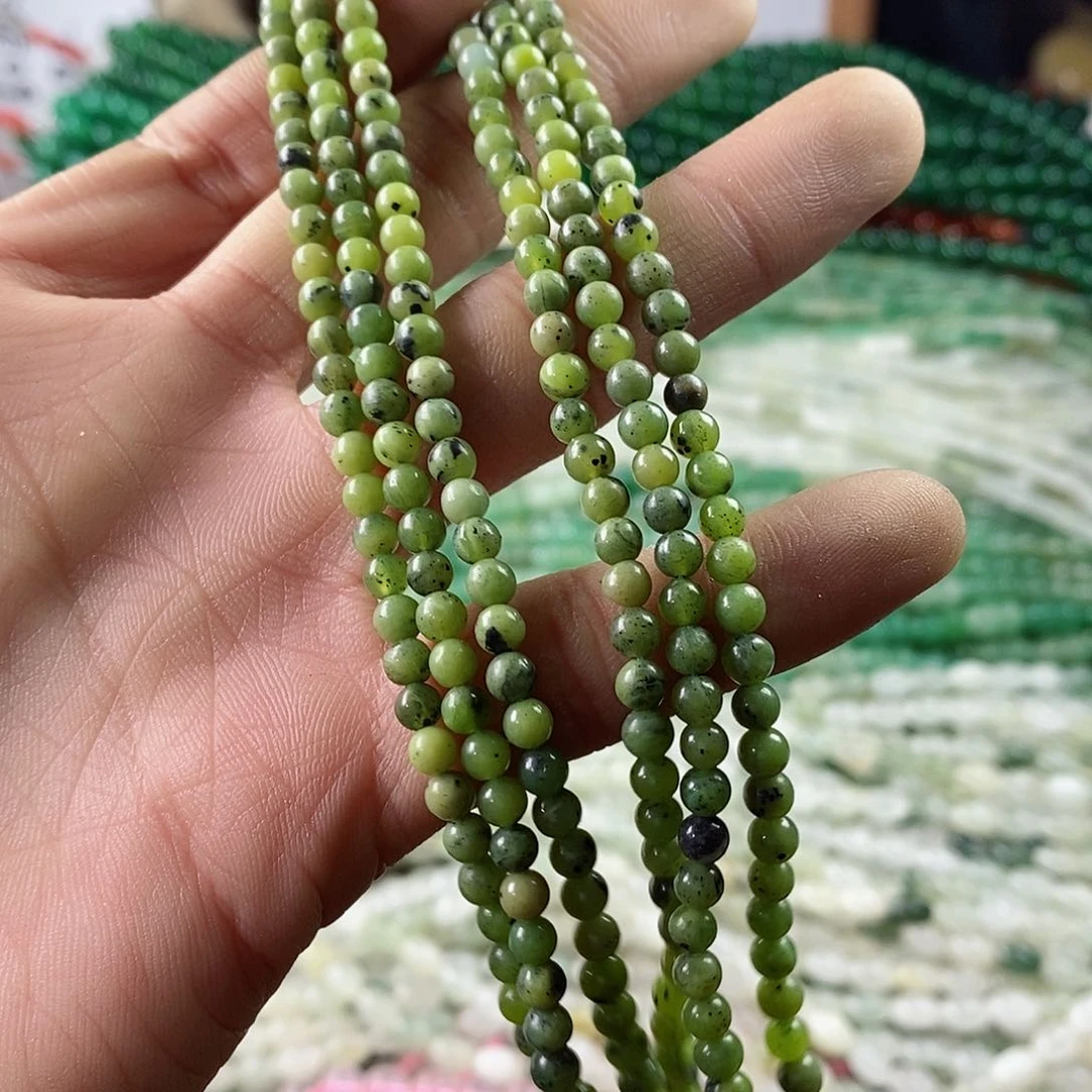 玛瑙/玉髓珠宝半成品合金一条天然4mm药王石D406