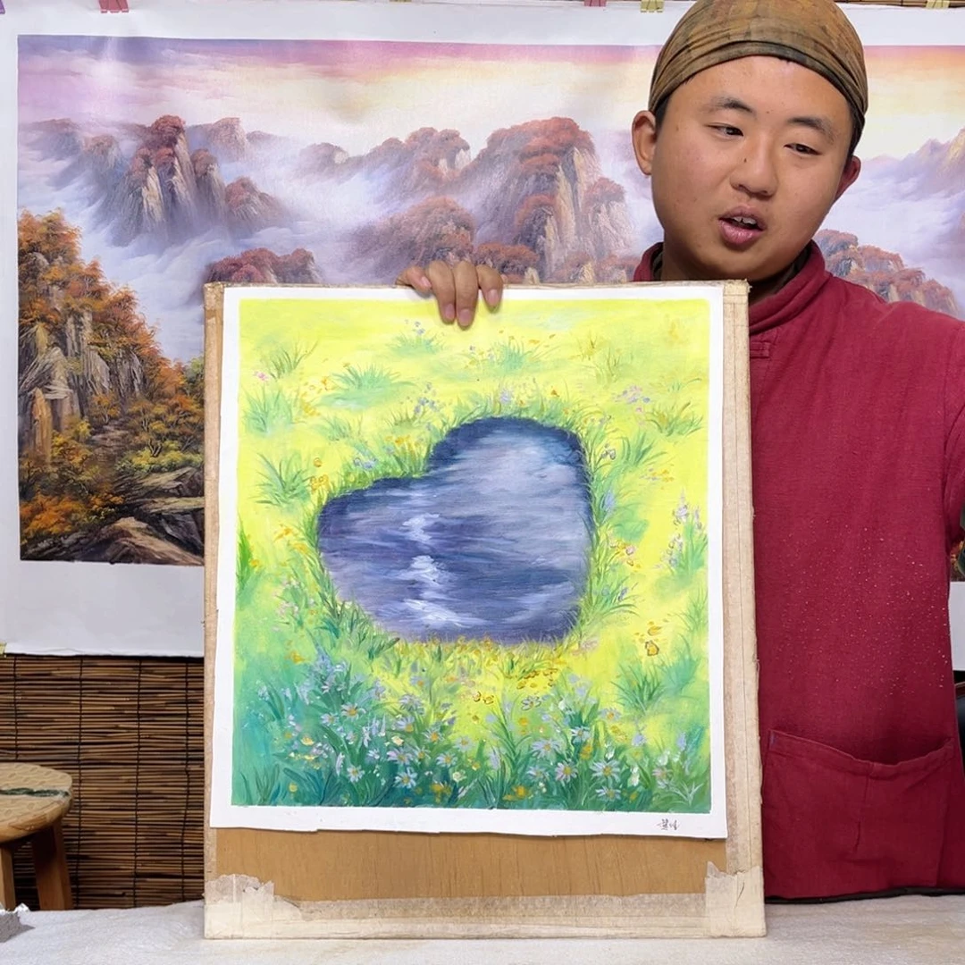 油画行路人小院绘画作品竞拍