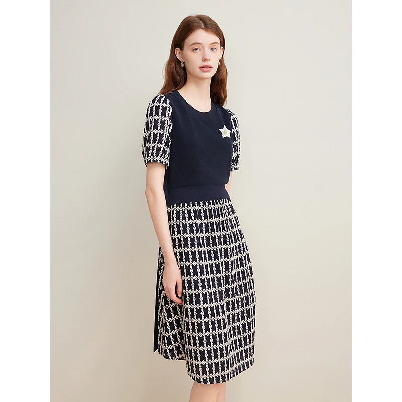 Goodland美地女装2025年夏季新款立体刺绣假两件连衣裙LC35206747