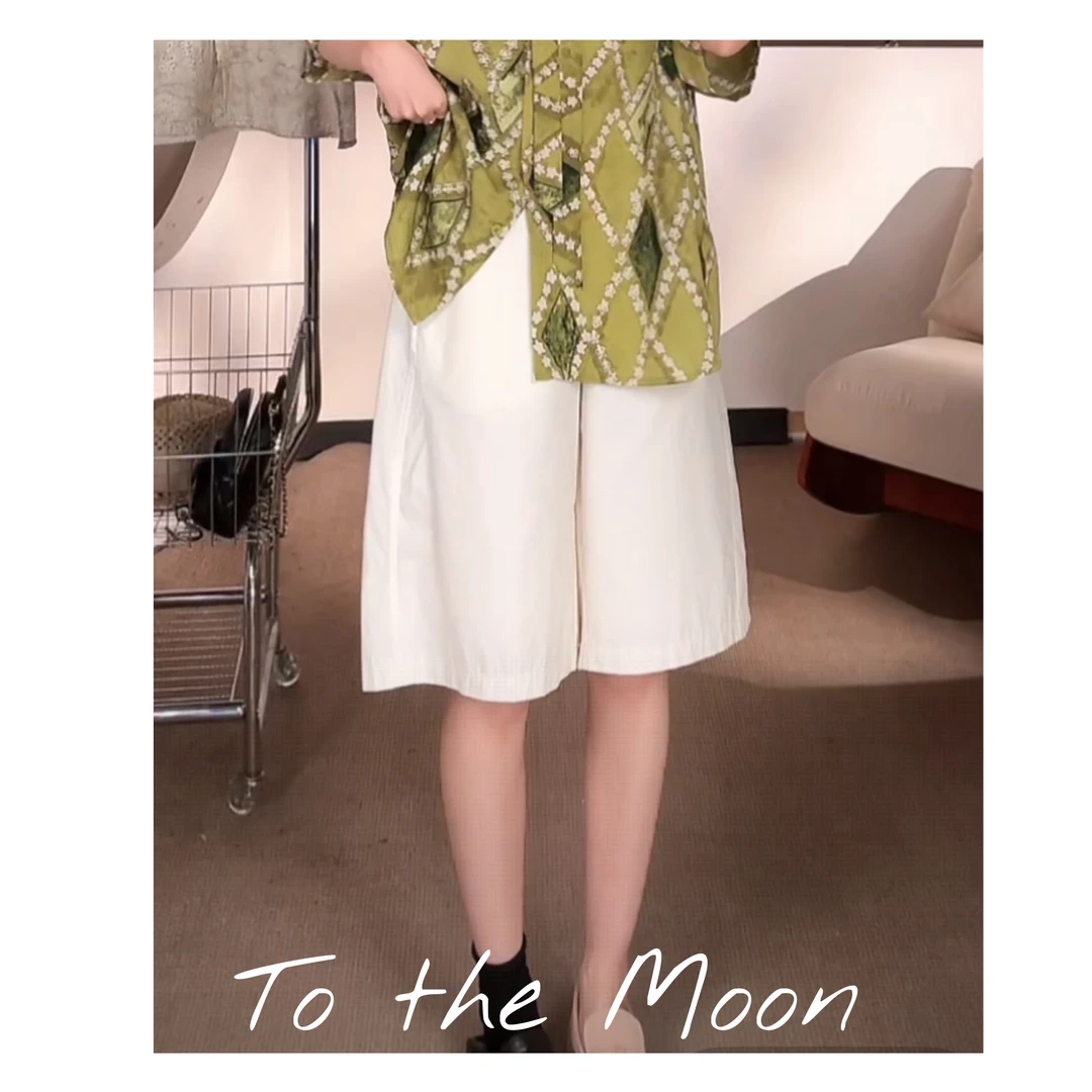 UpSd 原创【Viss】纯棉短裤到膝盖宽松腰部弹力休闲裤时尚夏季