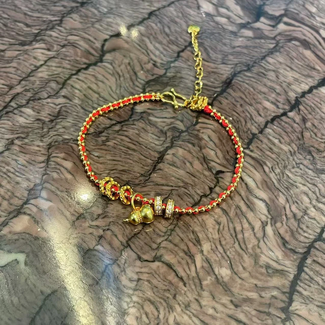 黄铜手链 xxxwxz王希之 新年红色葫芦小蛮腰红绳手链#a1018