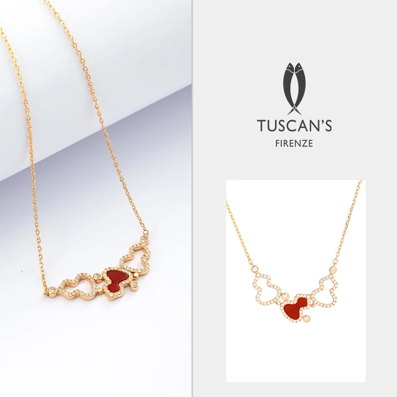 TUSCAN'S 铜项链 镀K金气质轻奢小众镶钻小葫芦吊坠锁骨项链