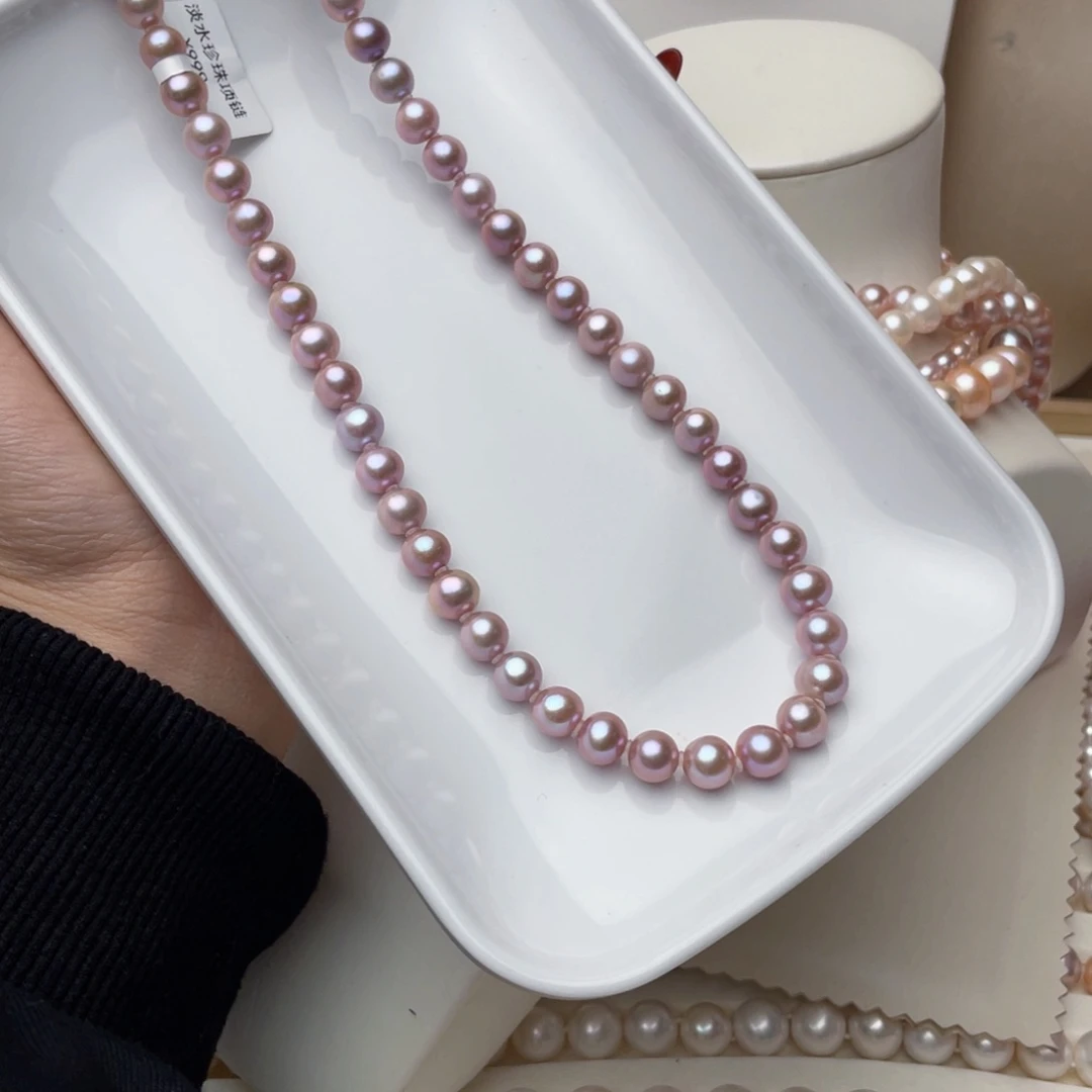 淡水珍珠项链银S925镶嵌用****08-9