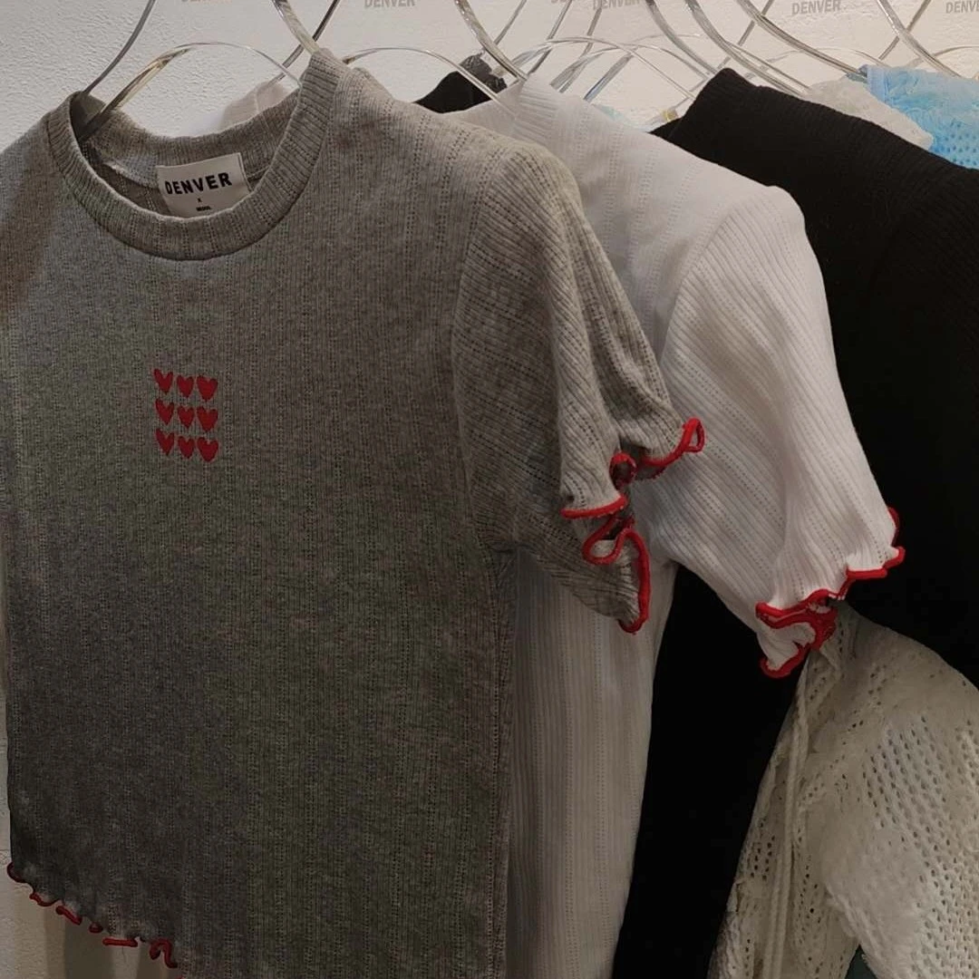 （NO退NO换）修身型木耳边T恤夏季