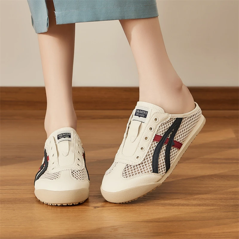 15MINS/15分钟镂空休闲穆勒鞋女夏秋外穿包头半拖鞋平底懒人鞋