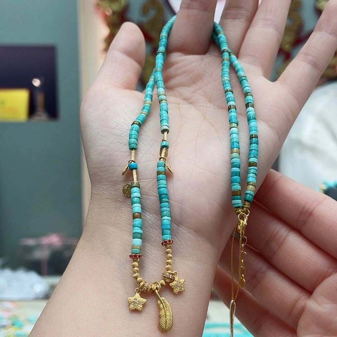 绿松石颈饰18K金镶嵌