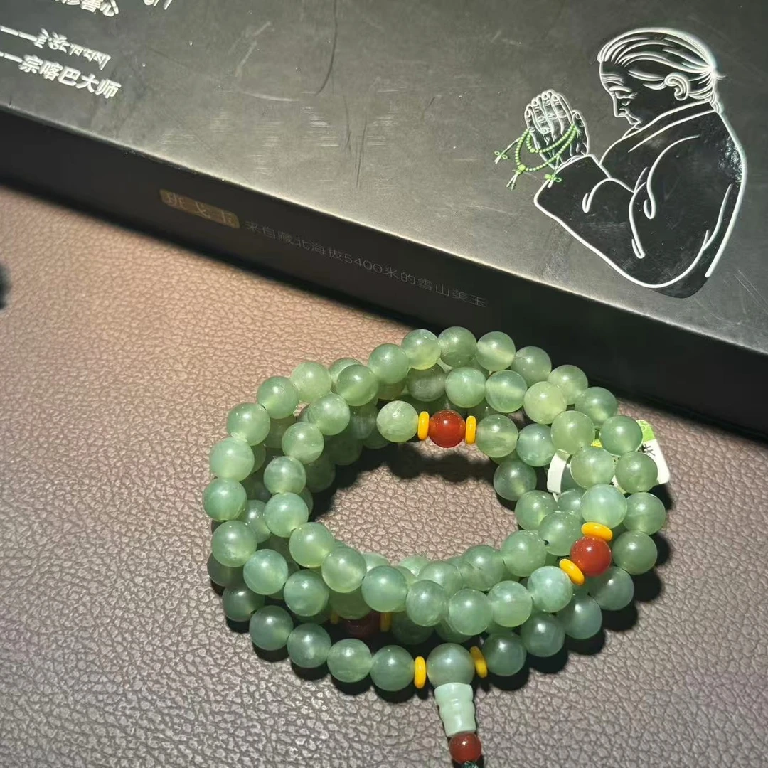 非金属棉绳项链 班戈玉佛珠 108颗