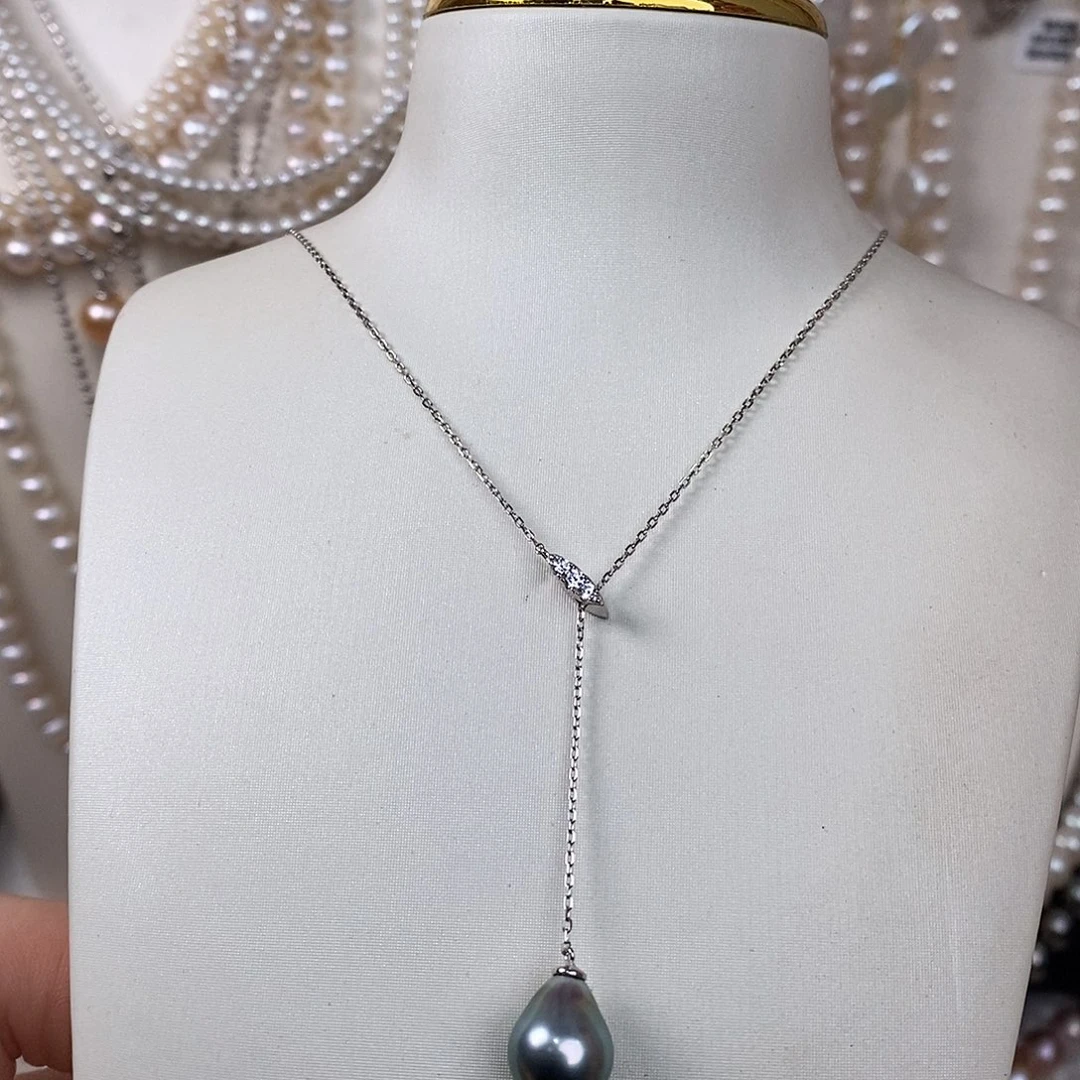 银S925镶嵌海水珍珠套链